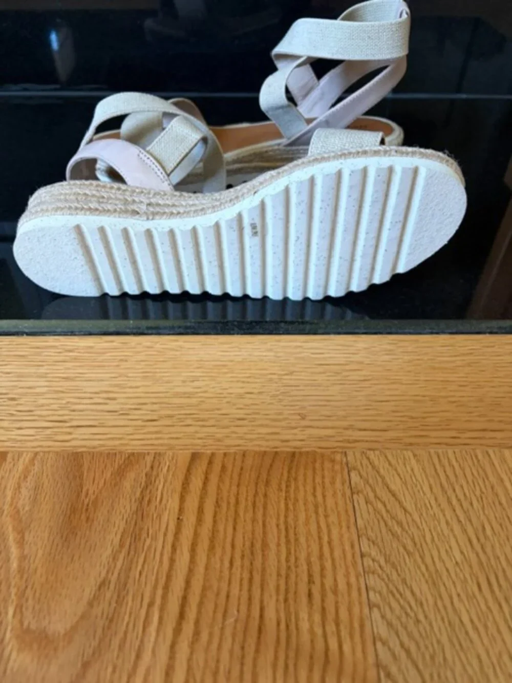 Lucky Brand LK-Thimba Wedge Sandals 8.5 Natural Smoke/Grey